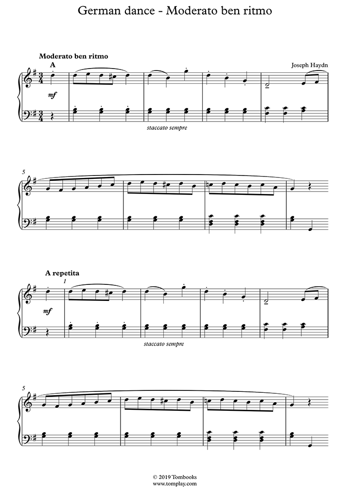 Free sheet music : Haydn, Joseph - 12 German Dances Hob. IX:10, no. 8 ...