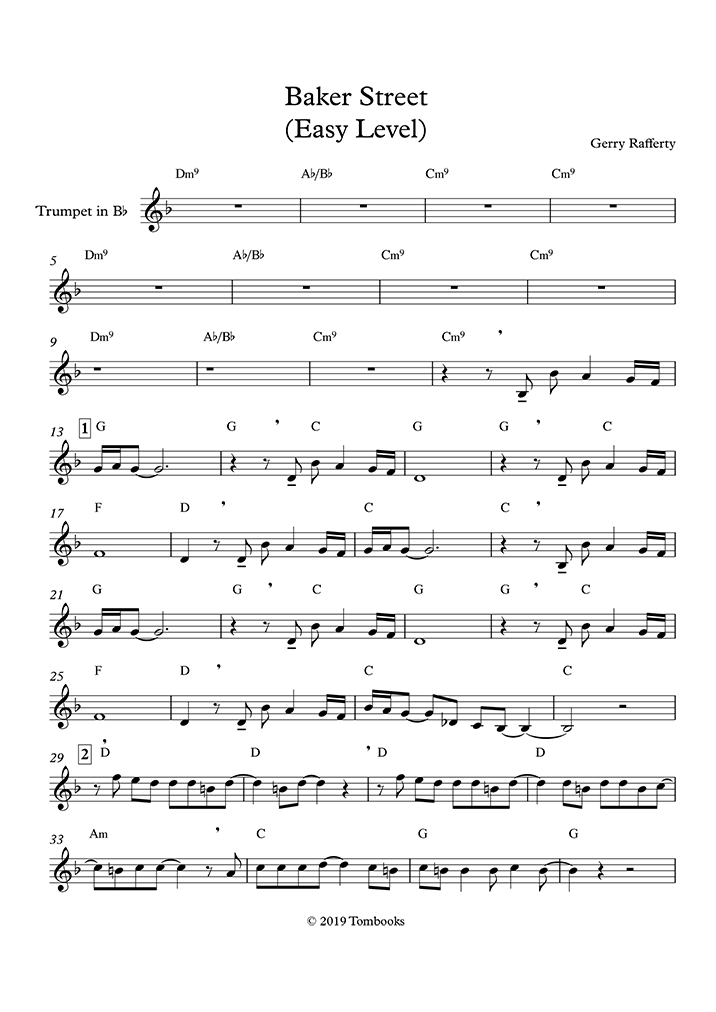 baker street saxophone sheet music easy