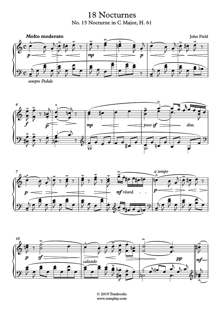 Free sheet music : Field, John - 18 Nocturnes (Piano solo)