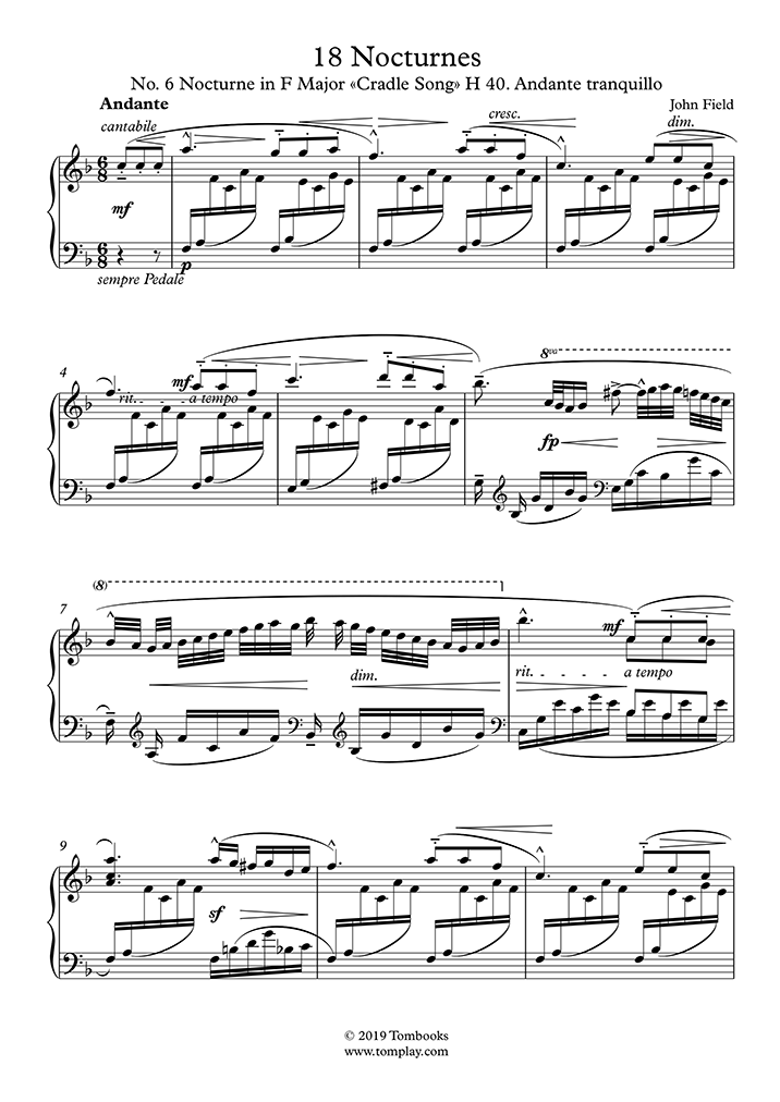 Free sheet music : Field, John - 18 Nocturnes (Piano solo)