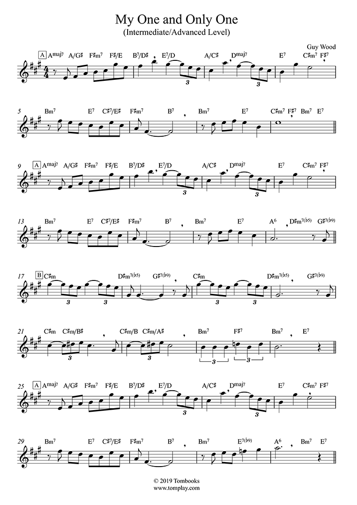 Saxophone Sheet Music My One And Only Love Intermediate Advanced Level Alto Sax Ventura Wood Mellin