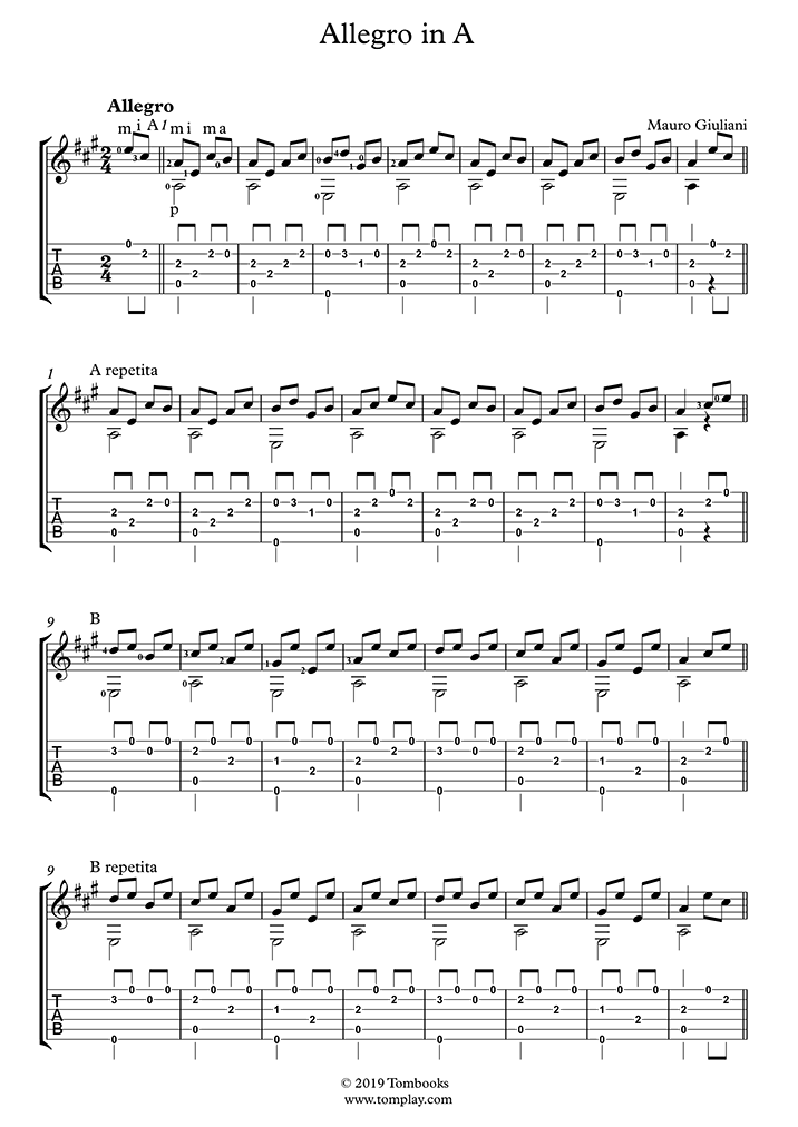 Free Sheet Music Mauro Giuliani Guitar Download Pdf Mp3 And Midi