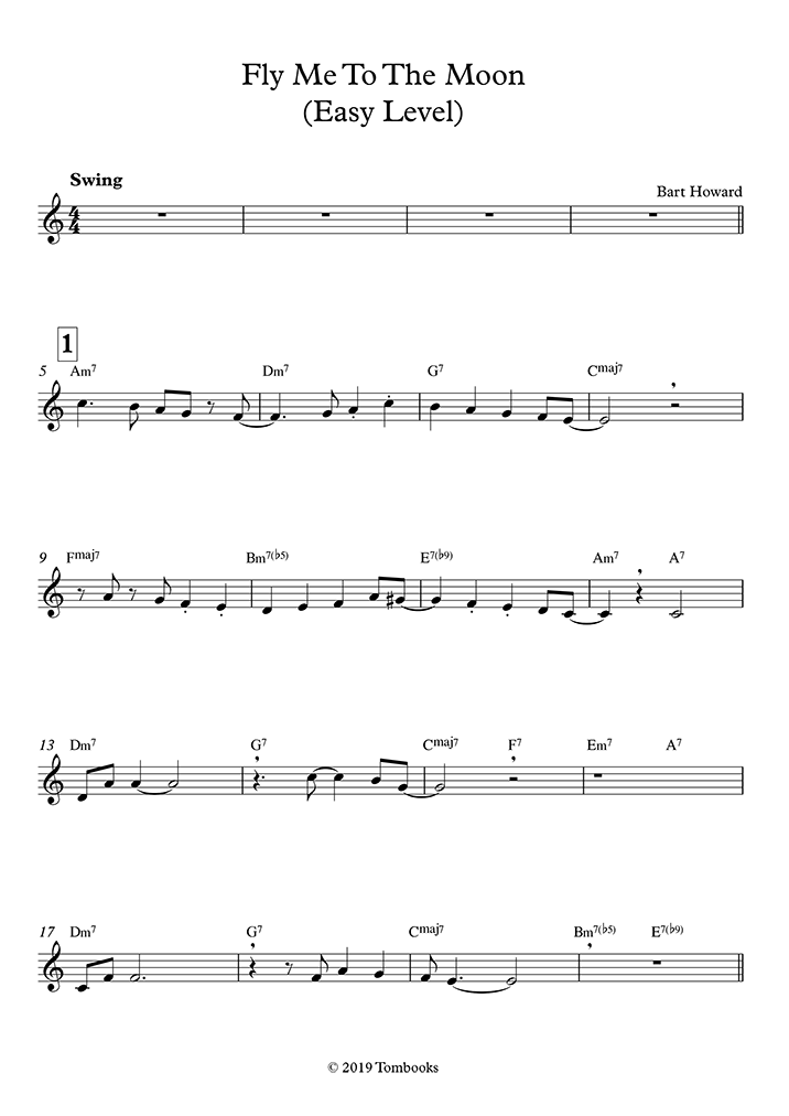 Fly Me To The Moon Tenor Sax Sheet Music Easy Level Sinatra