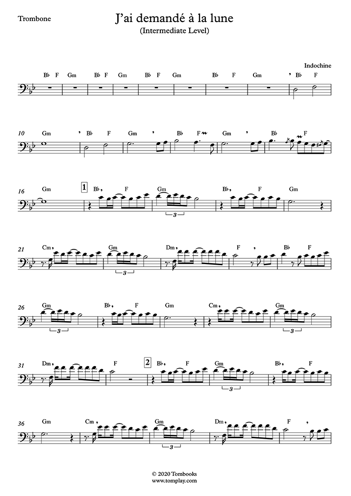 Indochine Partitions musicales à imprimer Mondial de la partition numérique