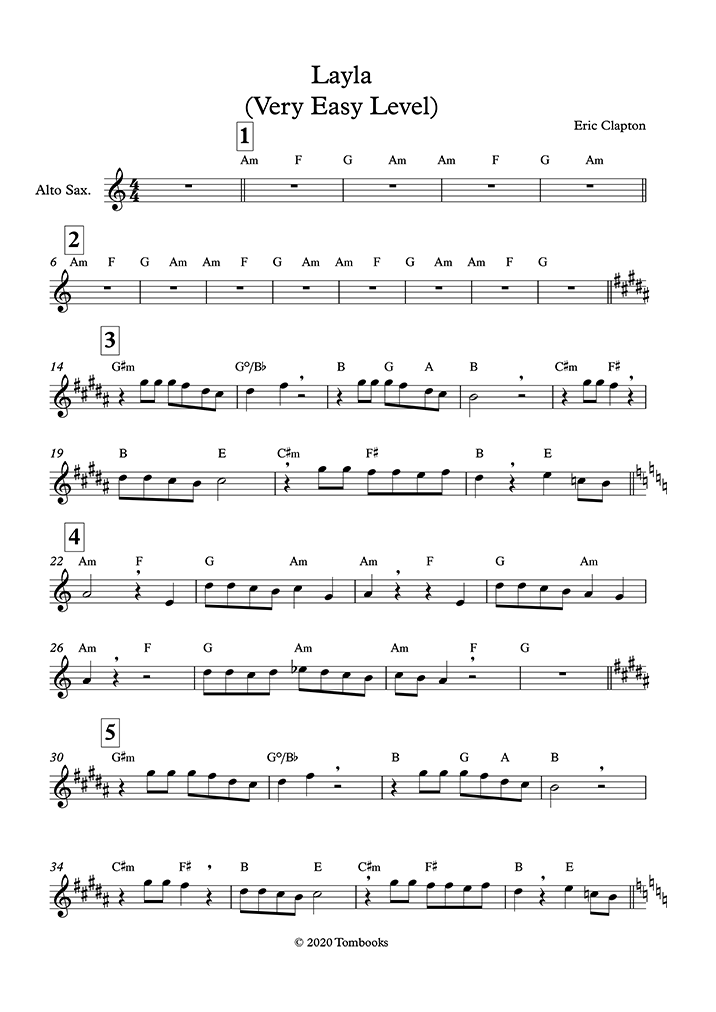 Tears In Heaven Sheet Music by Eric Clapton for Alto Saxophone