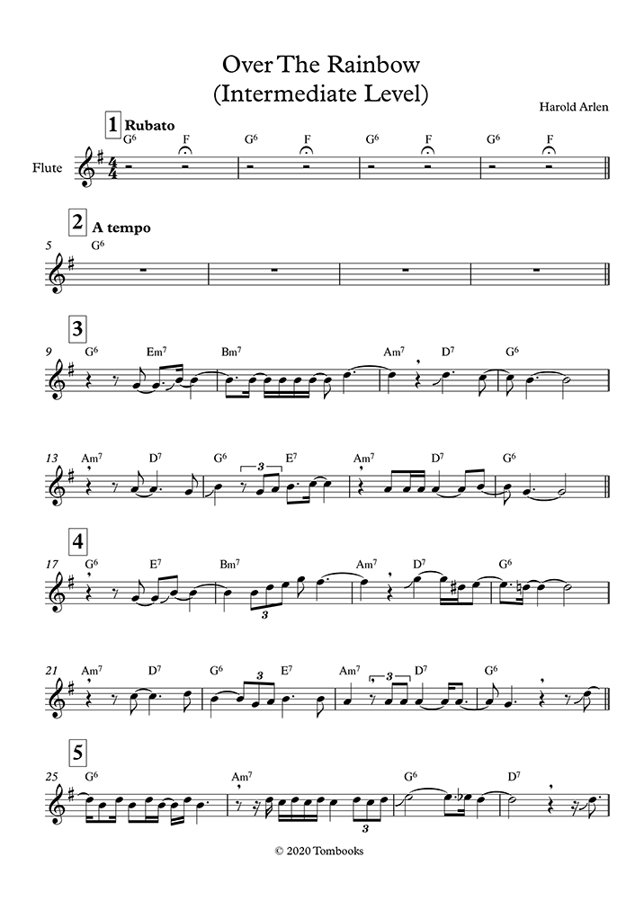 Download Digital Sheet Music of rainbow [intermediate] for Flute