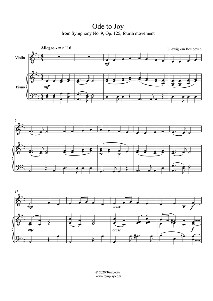 Partition Violon4 Partition Violon Symphonie n° 9, Opus 125 - IV. Final : Ode à la joie