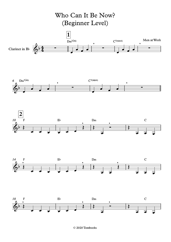 Sheet Music Who Can It Be Now? (Beginner Level