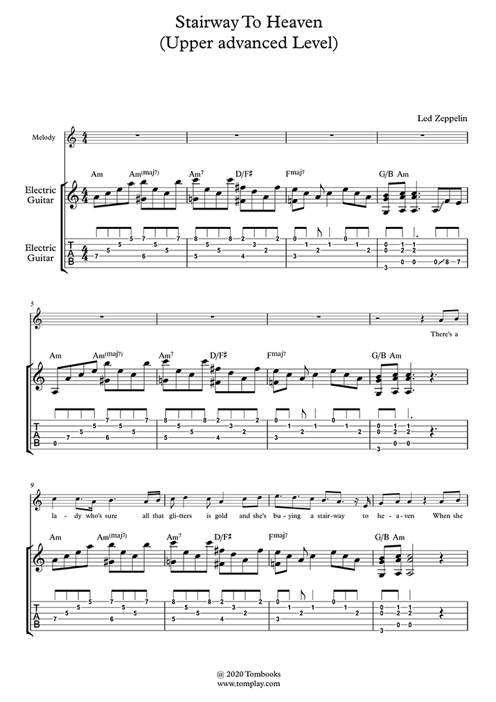 Guitar Tabs and sheet music Stairway To Heaven Original Version