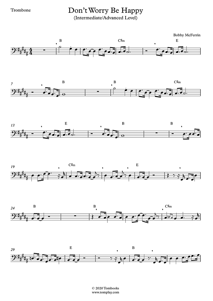 Don't Worry Be Happy (Intermediate/Advanced Level) (Bobby McFerrin