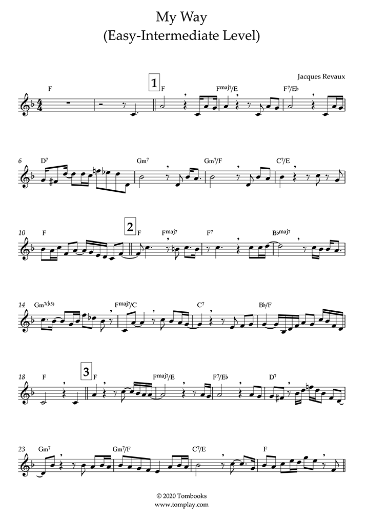 My Way 初級 中級 フランク シナトラ トランペット 楽譜