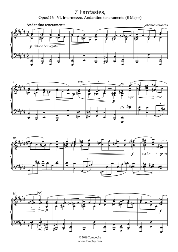 Free Sheet Music Brahms Johannes Op Fantasies Op Piano