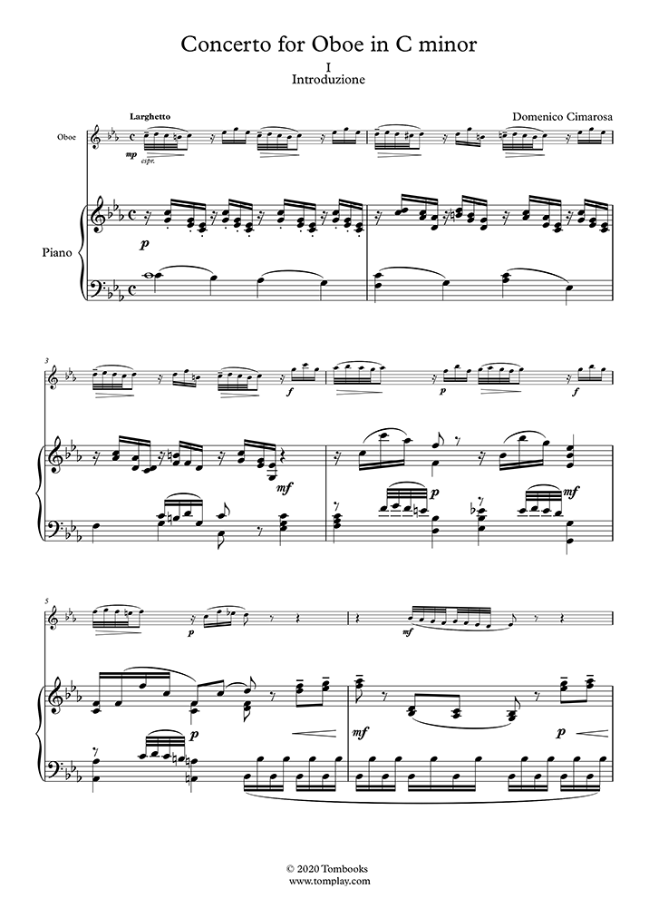 アルビノーニ 協奏曲 ハ長調 作品7-2 コンチェルト (オーボエ2ピアノ)