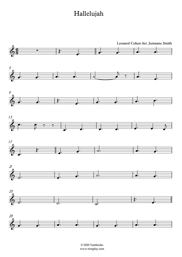 Hallelujah Trumpet (Very Easy Level) Sheet Music I Cohen