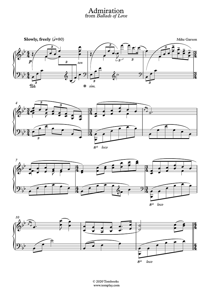 3 Ballads Of Love Admiration Garson Mike Piano Sheet Music