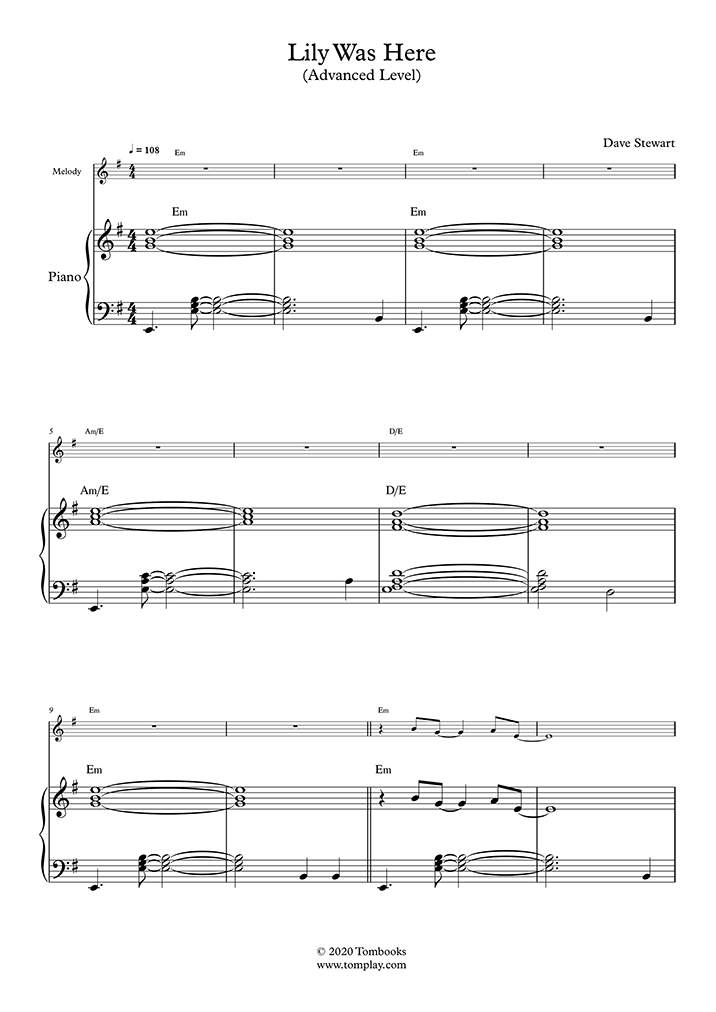 Partitura Piano Lily Was Here (Advanced Level, with Orchestra) (Stewart