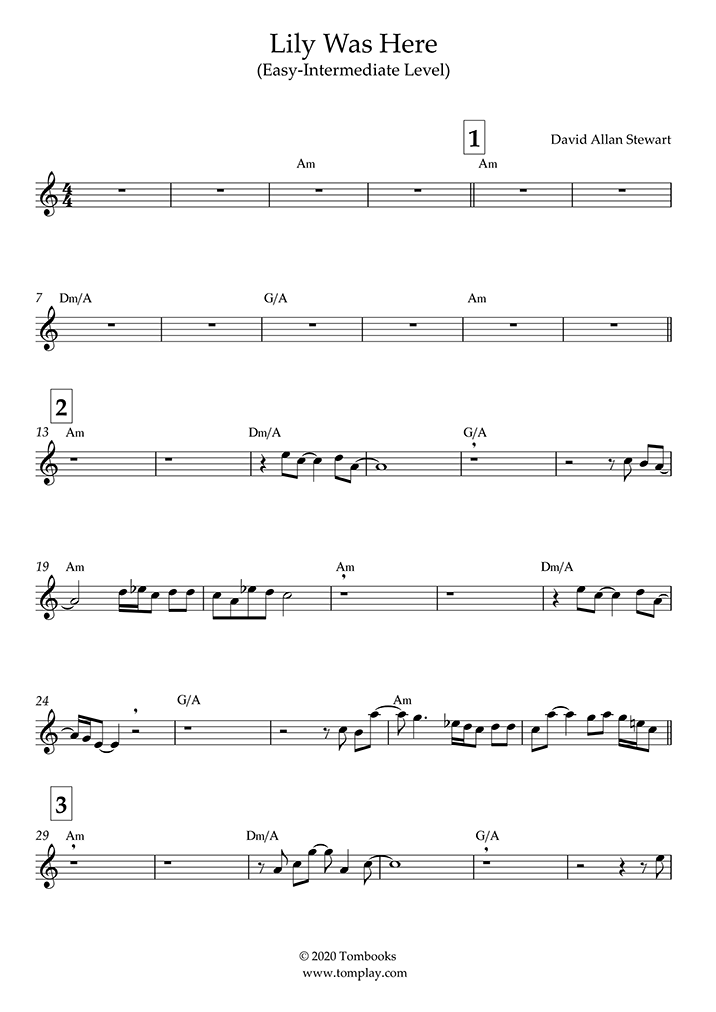 Flute Sheet Music Lily Was Here (Easy/Intermediate Level) (Stewart Dave)