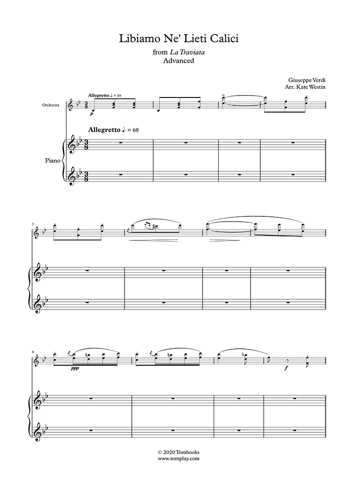 Piano Sheet Music La traviata - « Libiamo ne' lieti calici » (Advanced ...