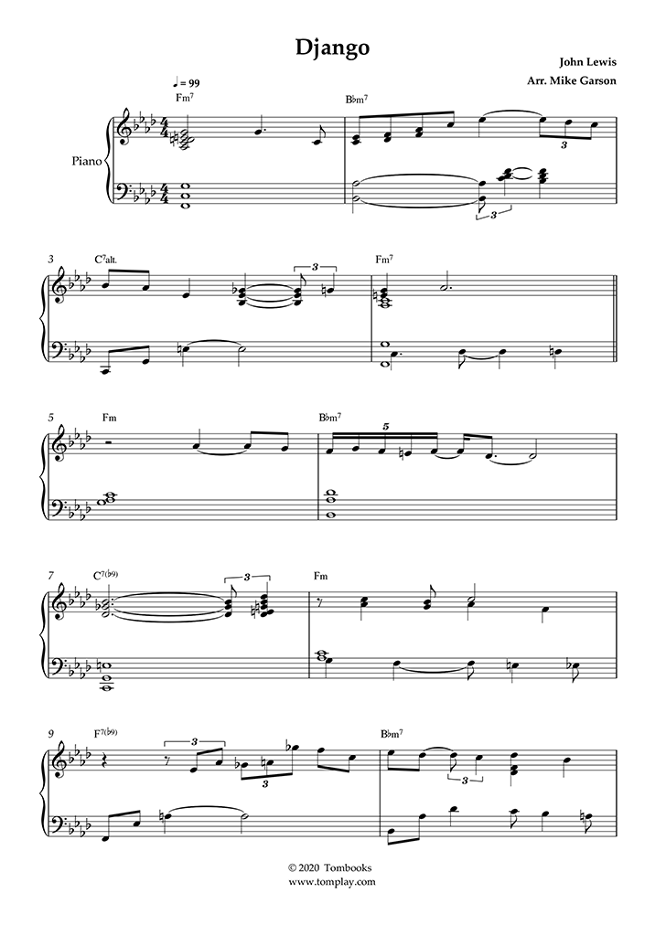 Django (niveau difficile, piano solo) (Modern Jazz Quartet,Lewis