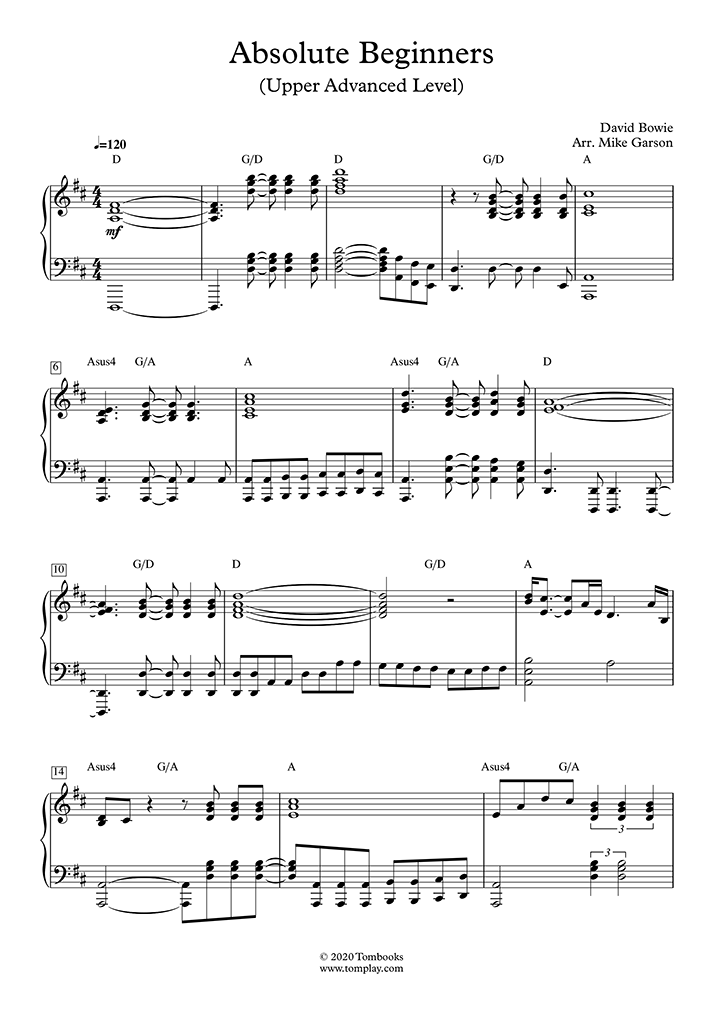 Piano Sheet Music Absolute Beginners (Upper Advanced Level, Solo Piano