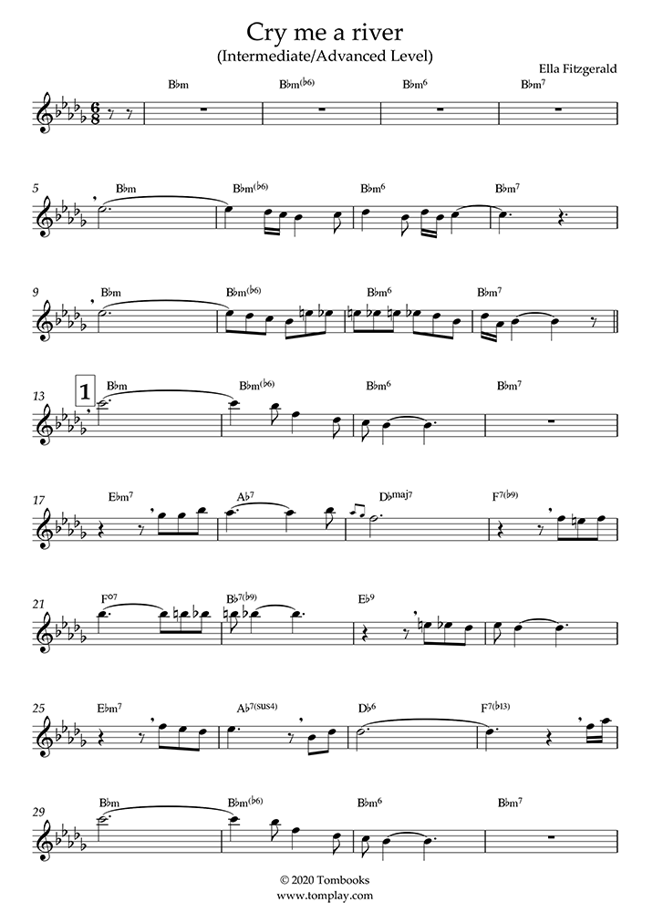 Cry Me a River (Intermediate/Advanced Level, Soprano Sax) (Ella