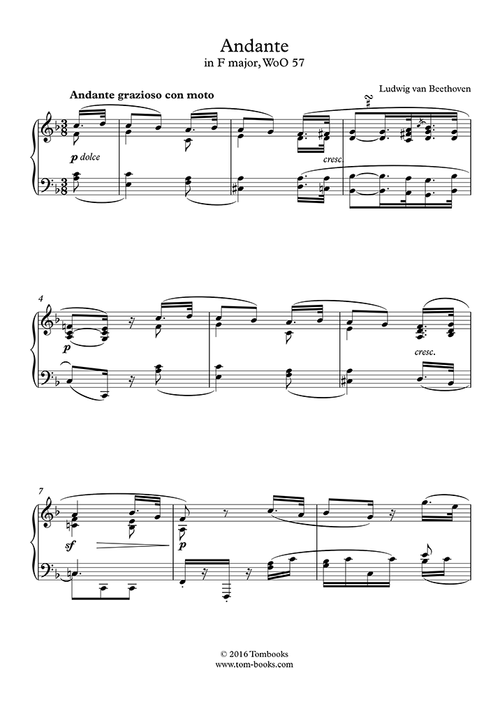 Free Sheet Music : Beethoven, Ludwig Van - WoO 57 - Andante Favori ...