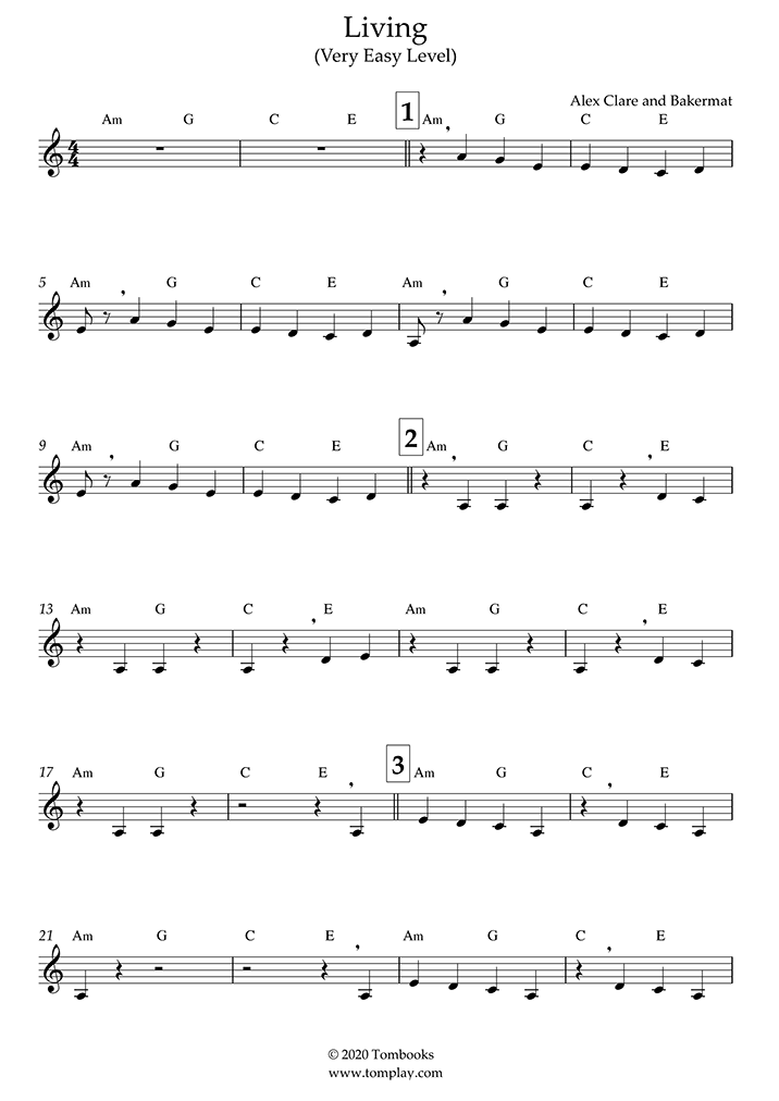 Partition Trompette Living (niveau très facile) (Bakermat)
