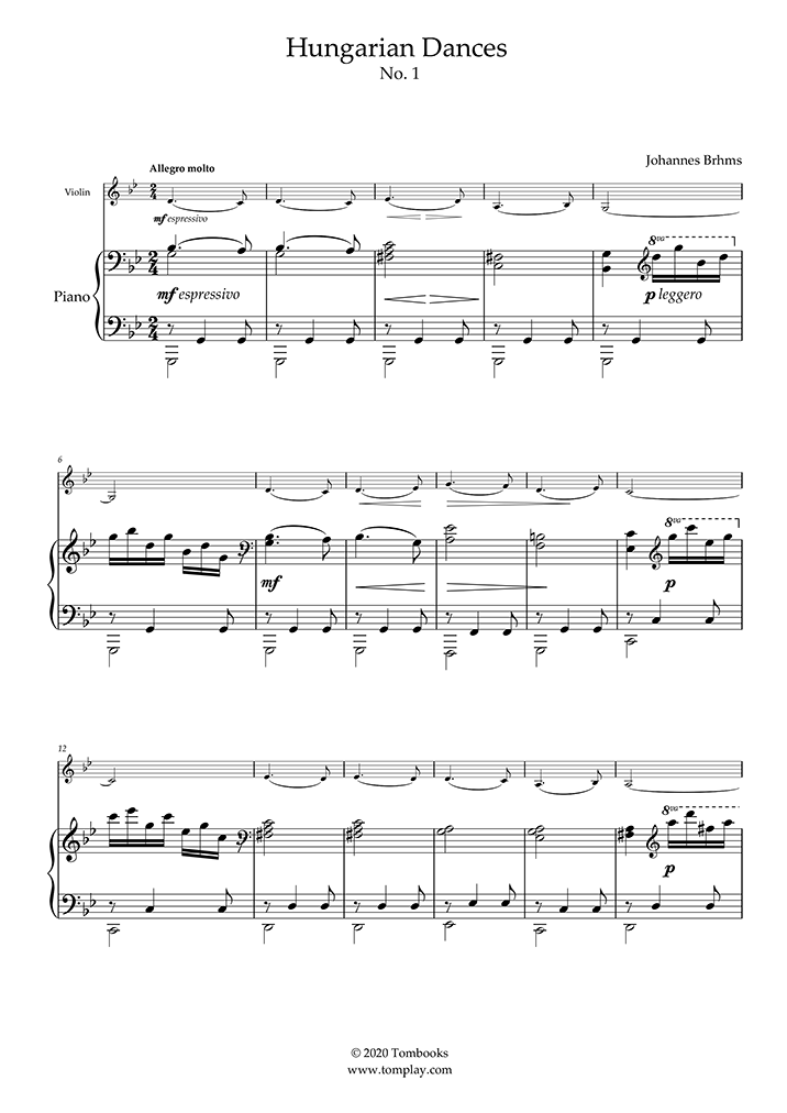 Free Sheet Music : Brahms, Johannes - WoO 1, No.114 - Hungarian Dance ...