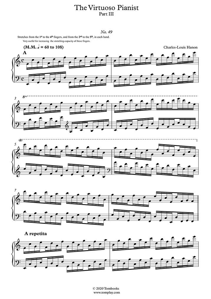 Hanon - Le Pianiste Virtuose - Partie III (Exercices 44 à 60) - Partition  Piano