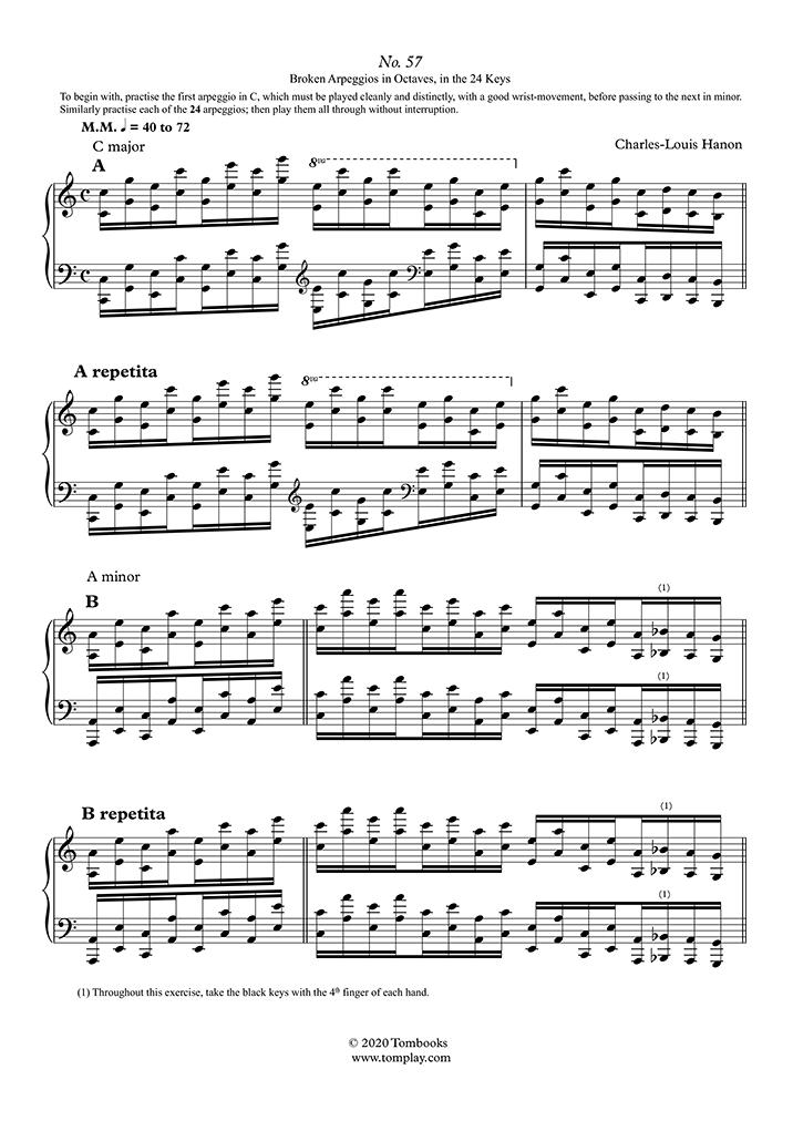 Hanon - Le Pianiste Virtuose - Partie III (Exercices 44 à 60) - Partition  Piano