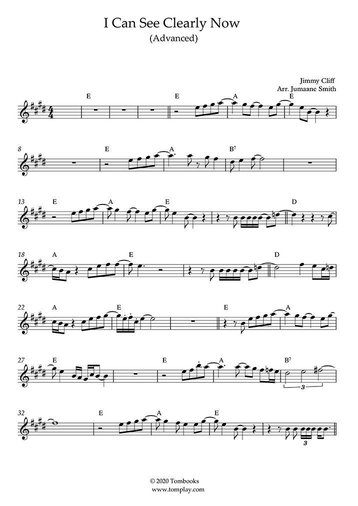 I Can See Clearly Now (Advanced Level) (Jimmy Cliff) Trumpet Sheet Music