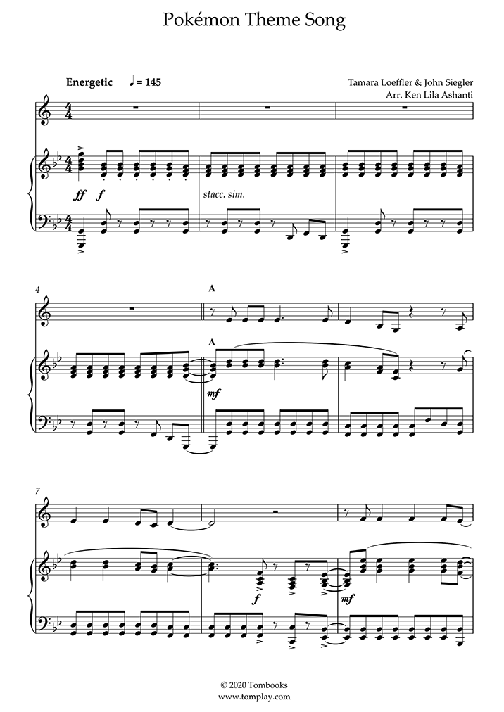 Sheet Music Pokemon Theme (Easy/Intermediate level) (John