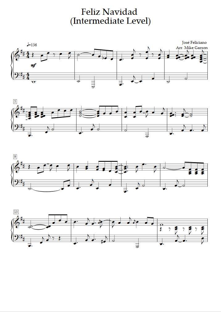 feliz-navidad-intermediate-level-jos-feliciano-piano-sheet-music
