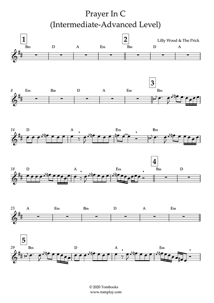 trumpet-sheet-music-prayer-in-c-intermediate-advanced-level-lilly