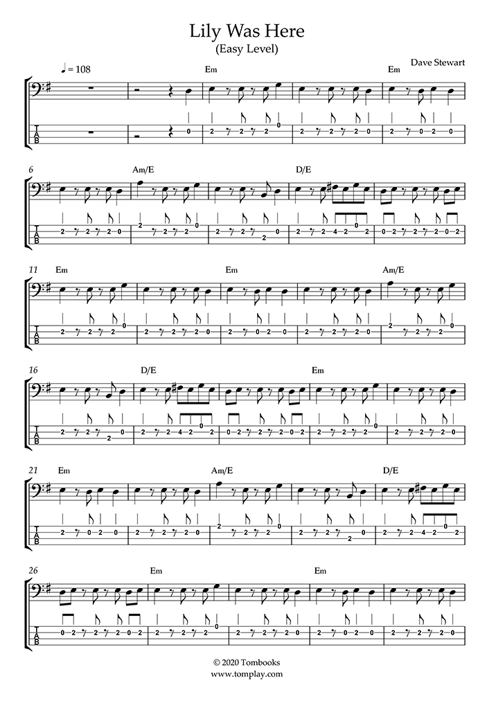 Download Digital Sheet Music of here [easy] for Bass guitar