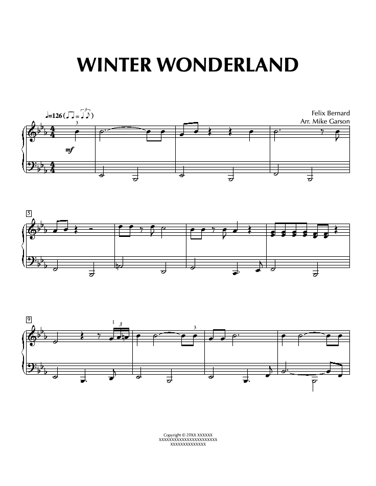 Winter Wonderland (Easy Level) (Bernard Felix ) Piano Sheet Music