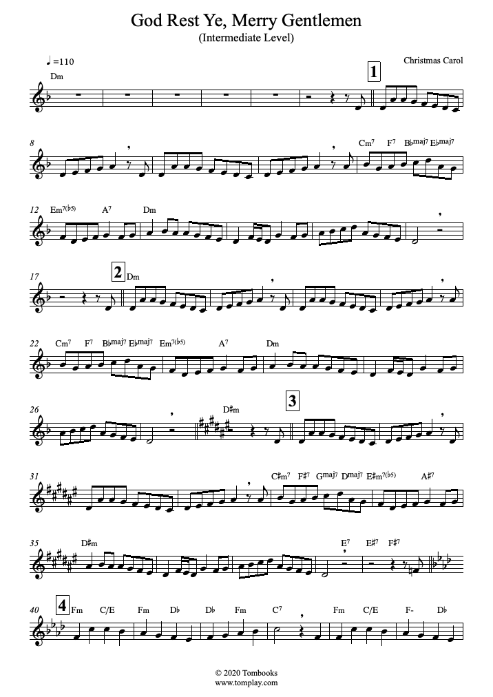 God Rest Ye Merry Gentlemen (Intermediate Level) (Traditional
