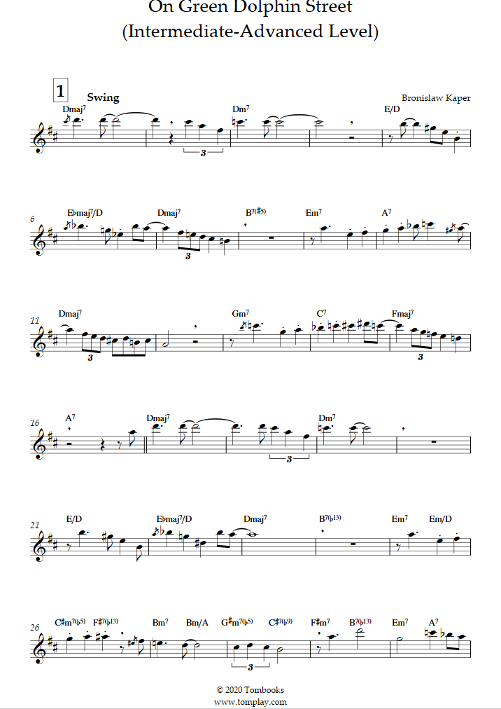 On Green Dolphin Street (Intermediate/Advanced Level) (Miles Davis ...