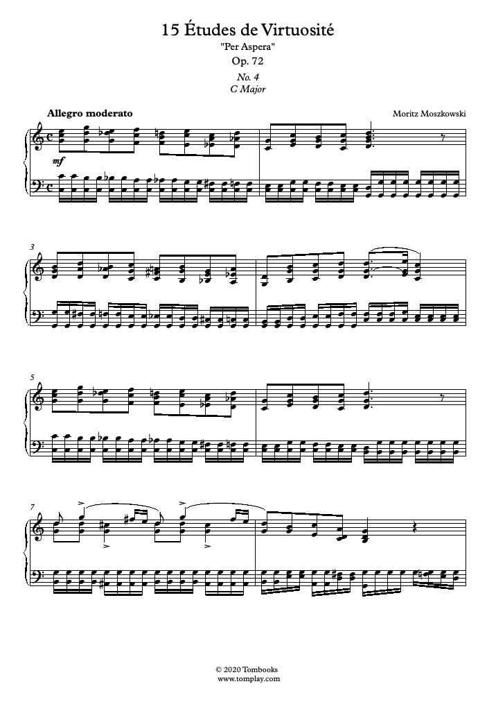 名人芸の練習曲 15の練習曲 Op 72 第4番 モシュコフスキ ピアノ 楽譜
