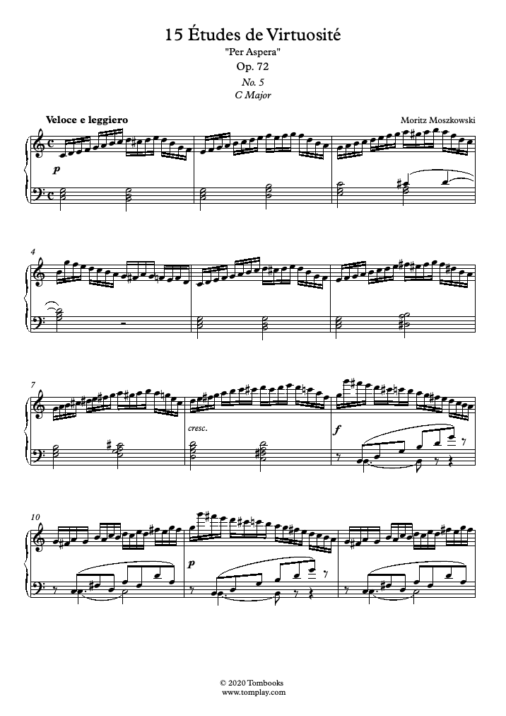 名人芸の練習曲 15の練習曲 Op 72 第5番 モシュコフスキ ピアノ 楽譜