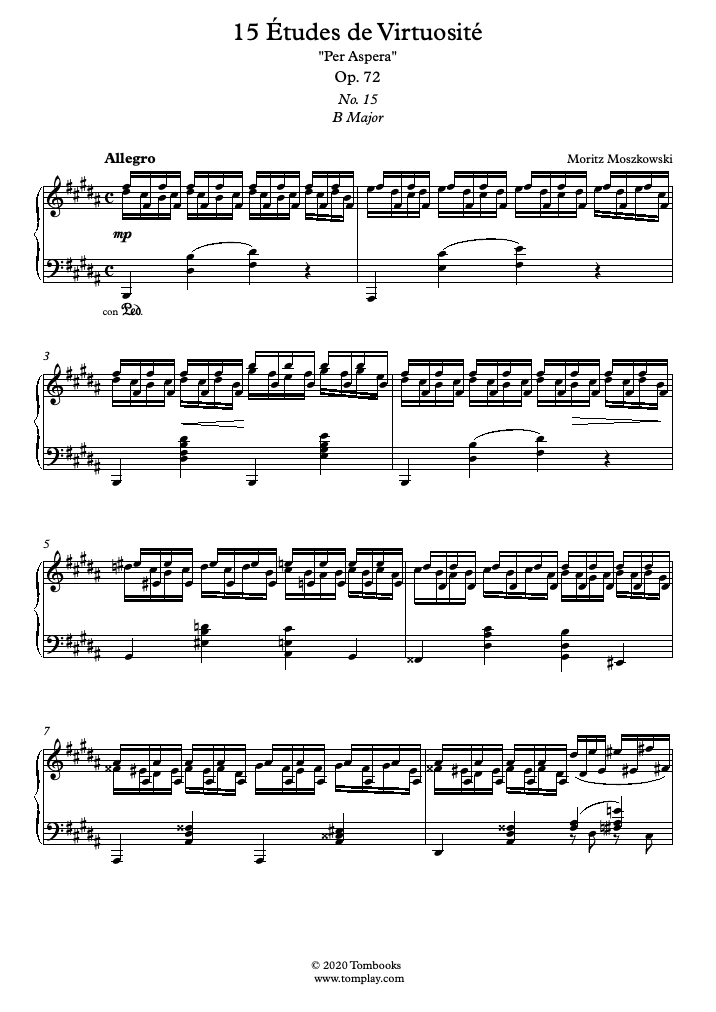 名人芸の練習曲 15の練習曲 Op 72 第15番 モシュコフスキ ピアノ 楽譜
