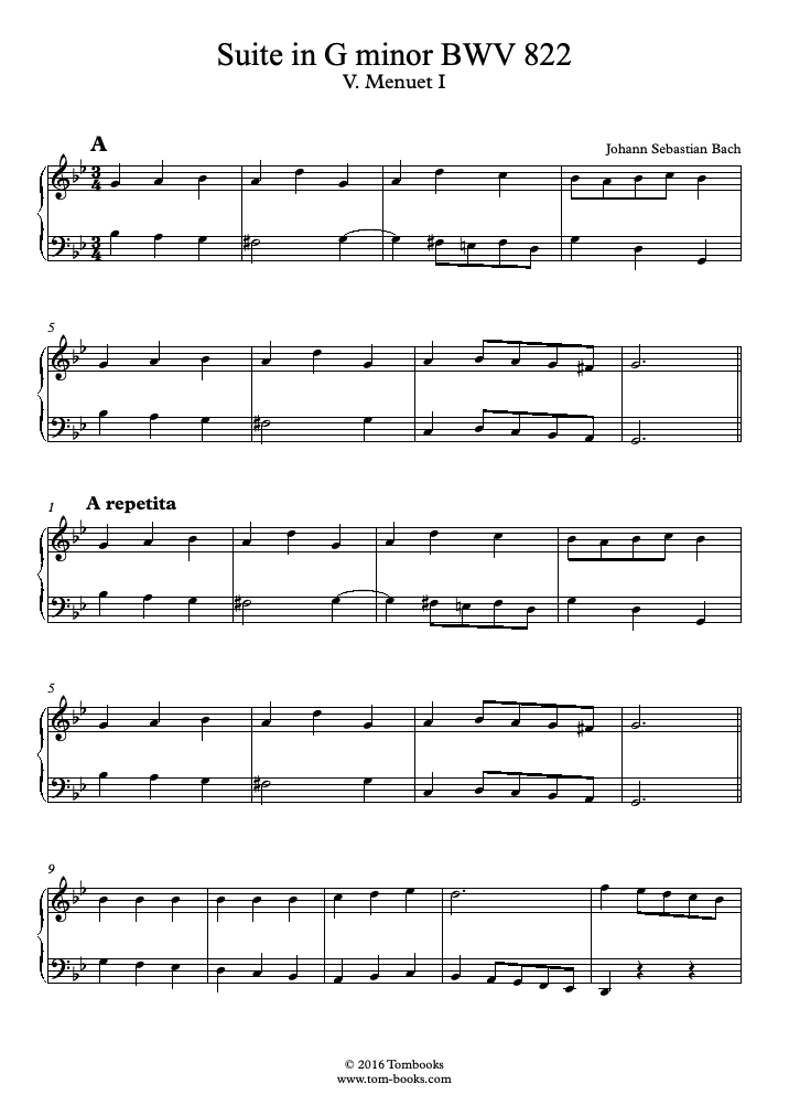 Free sheet music : Bach, Johann Sebastian - Notebook for Anna Magdalena