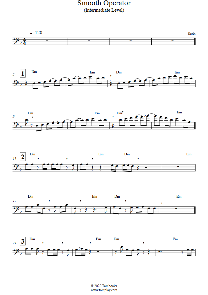 Download Digital Sheet Music of smooth operator [intermediate] for Trombone