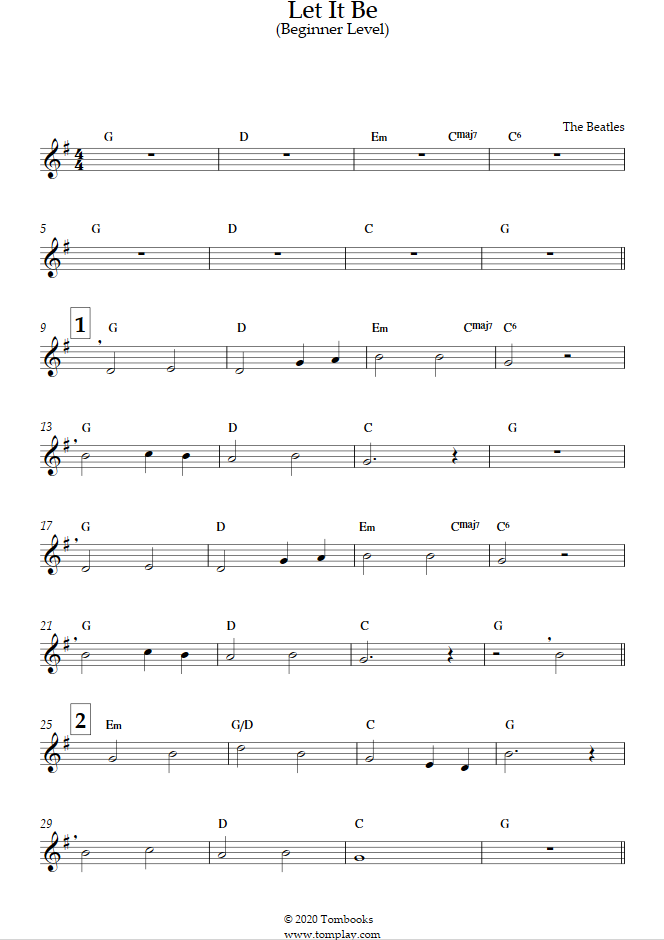 let it be the beatles alto sax notes