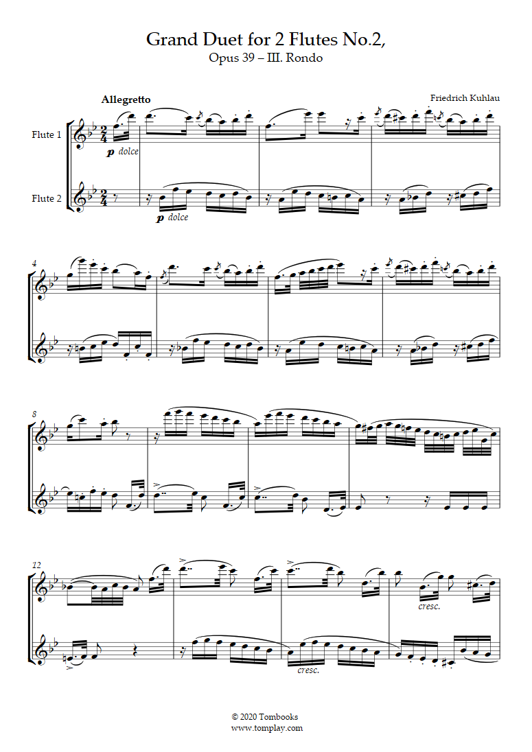Flute Sheet Music Grand Duet for 2 Flutes No. 2, Opus 39 III. Rondo