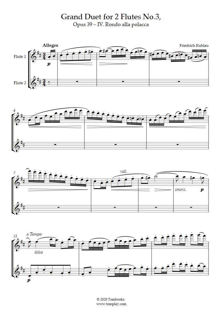 Grand Duet for 2 Flutes No. 3, Opus 39 IV. Rondo alla polacca (Flute