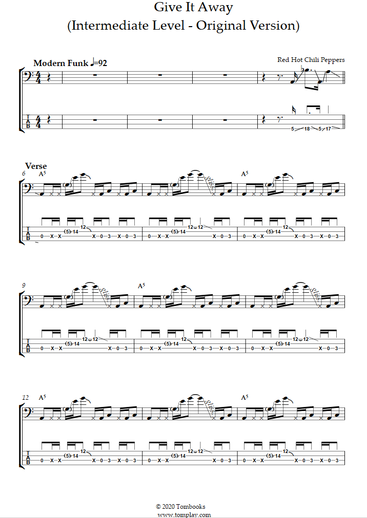 Give It Away Version Originale (Intermediate Level) (Red Hot Chili