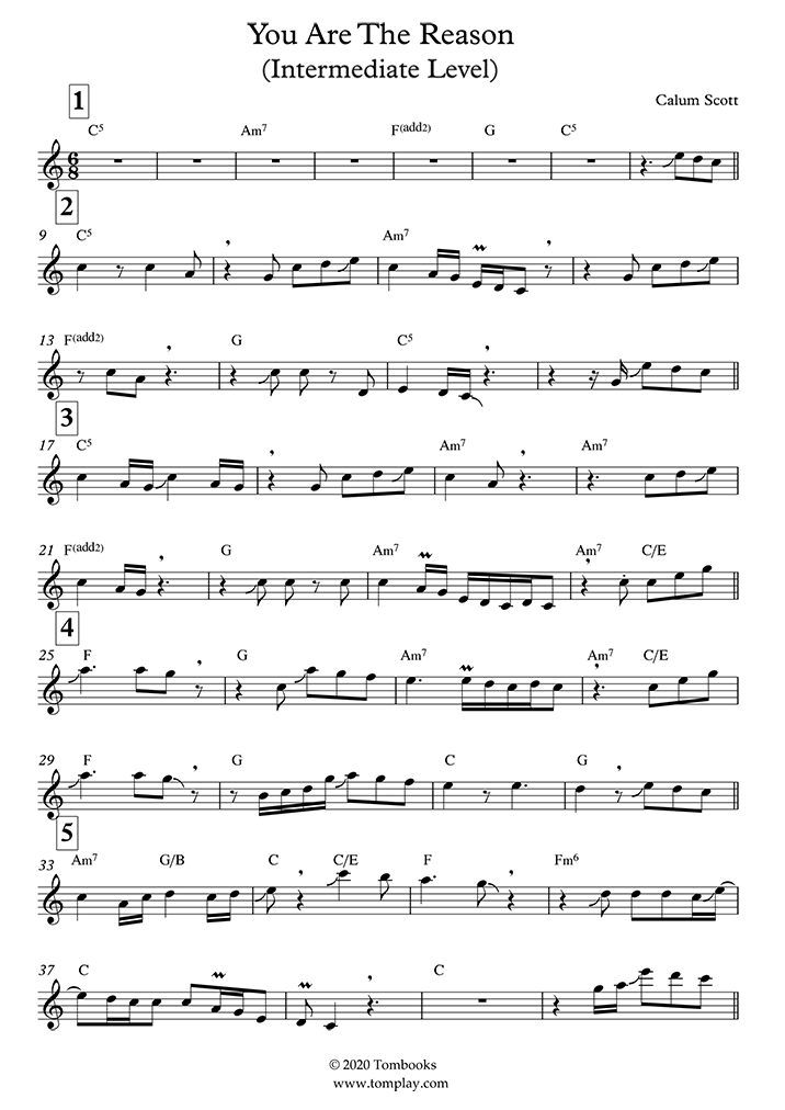 You Are the Reason von Calum Scott » Kinderchor Noten