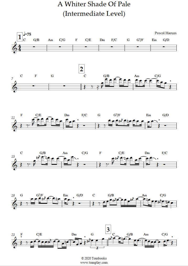 Paroles De A Whiter Shade Of Pale Partition Flûte A Whiter Shade of Pale (niveau intermédiaire) (Procol