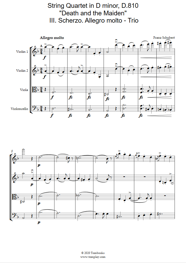 Sibelius Molto moderato â“ Scherzo string quartet